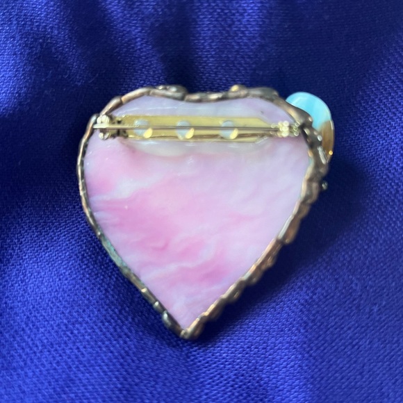 Kelly Arndt handmade stained glass/metal heart pin & heart candle set. ❣️ - Picture 8 of 10